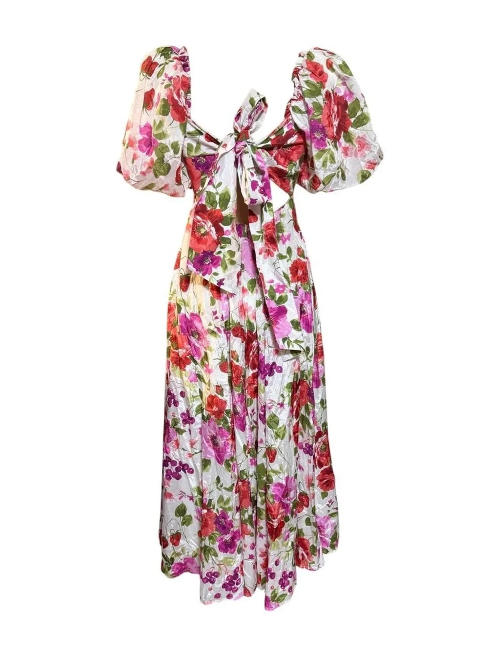 Abercrombie & Fitch White Maxi Dress with Pink & Red Floral Print